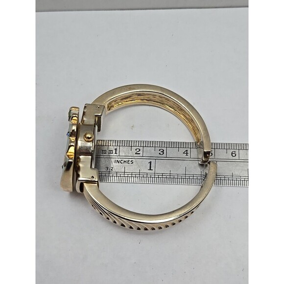 Arm Candy Christmas Tree Ladies Cuff Watch Quartz Gold Tone New Battery Xmas Fun - Picture 11 of 13